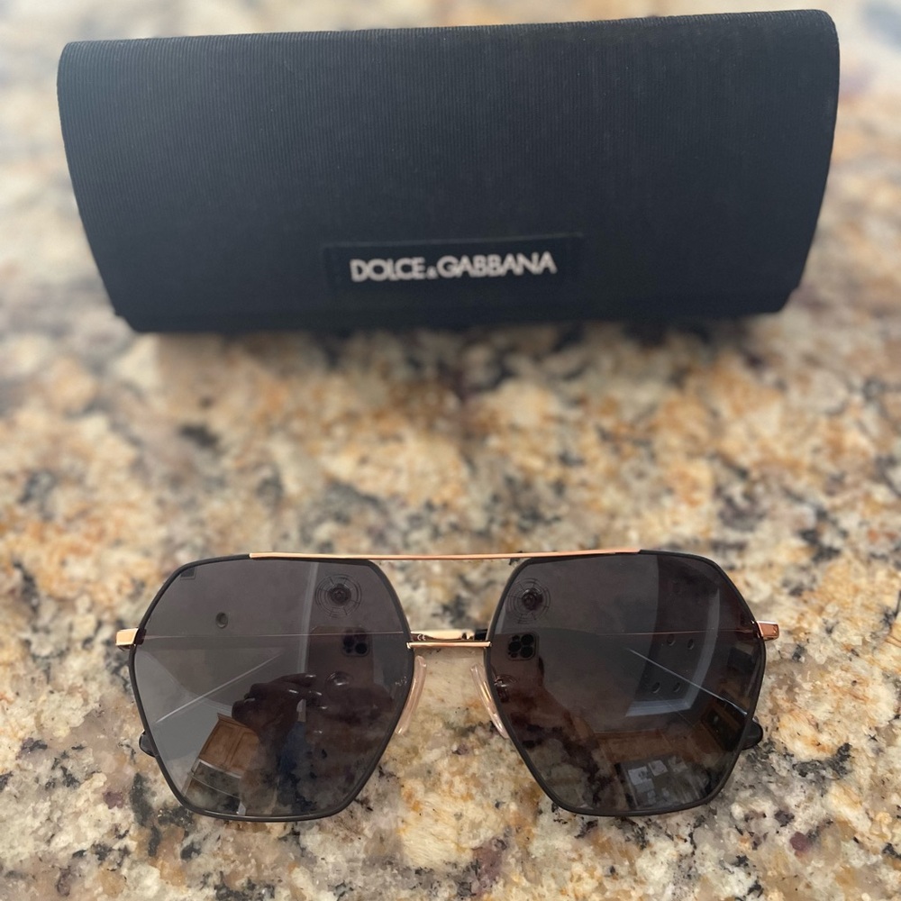 Dolce & Gabbana Aviator Black Gold Gray Sunglasses